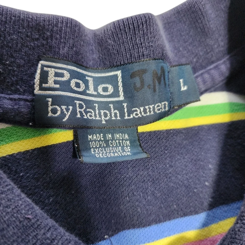 Polo Ralph Lauren Polo Shirt Striped Short Sleeve‎ Large Multicolor Men 90s Y2K